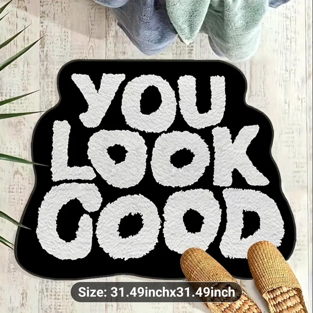 New Chic You Look Good Black & White Bath Mat